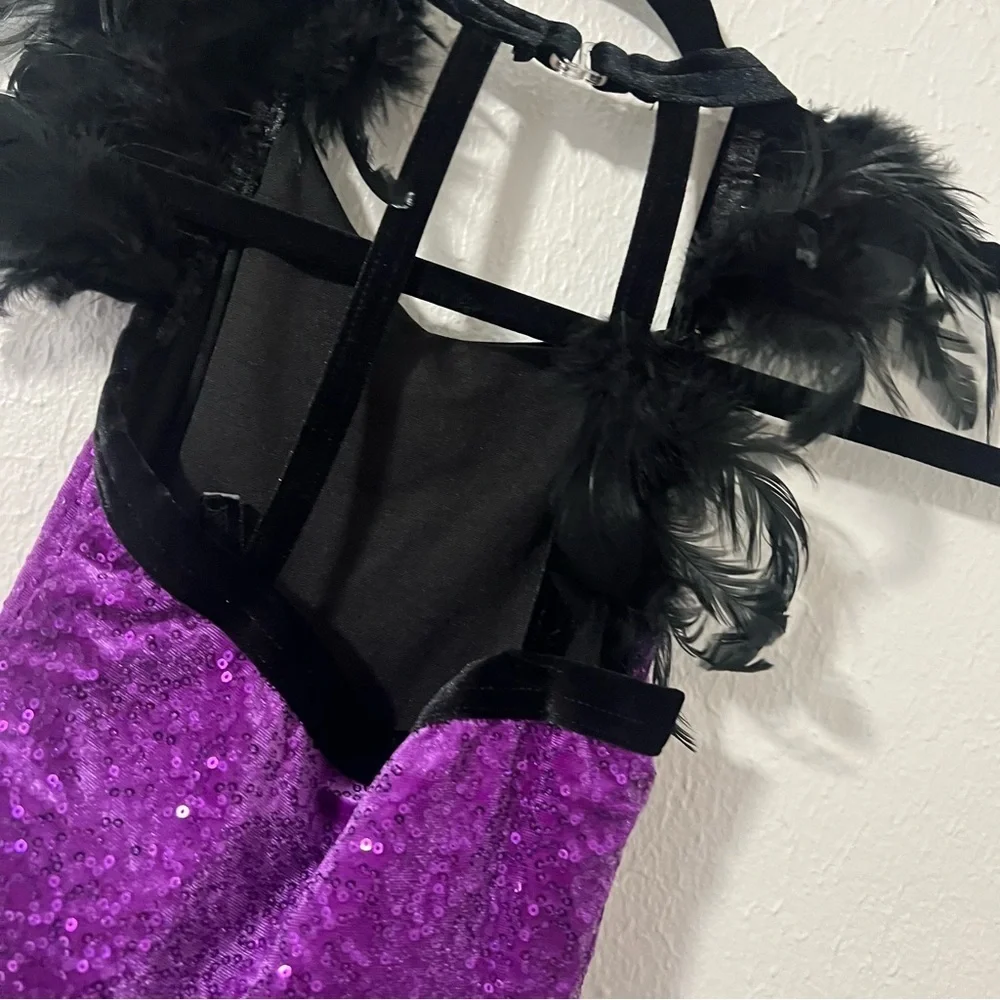 Weissman Don’t Forget My Love Dance Costume MC Medium (11-12) Velvet Feather Trm